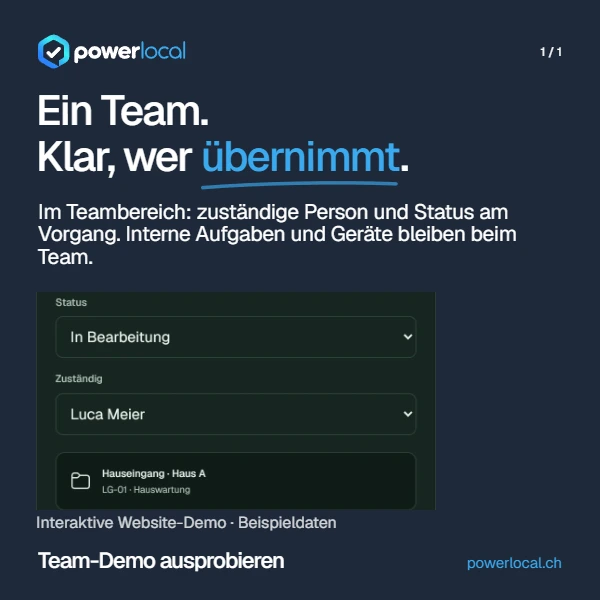 Jede Meldung. Am richtigen Ort. Helles Power Local Motiv mit einer Desktopansicht der Plattform in einer Beispielumgebung.